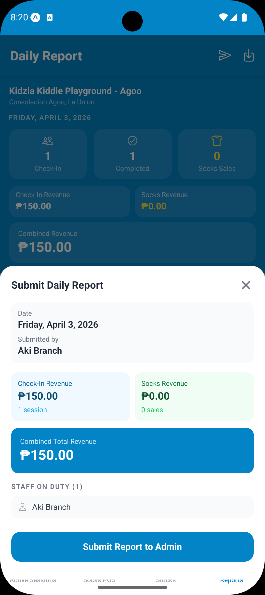 Branch Reports — PDF Export / Share Sheet